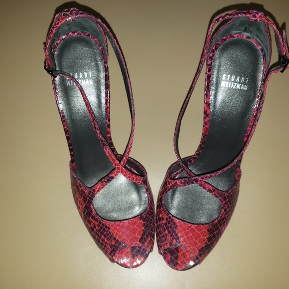 SOLD Stuart Weitzman Python Print Sandals - Picture 1 of 2